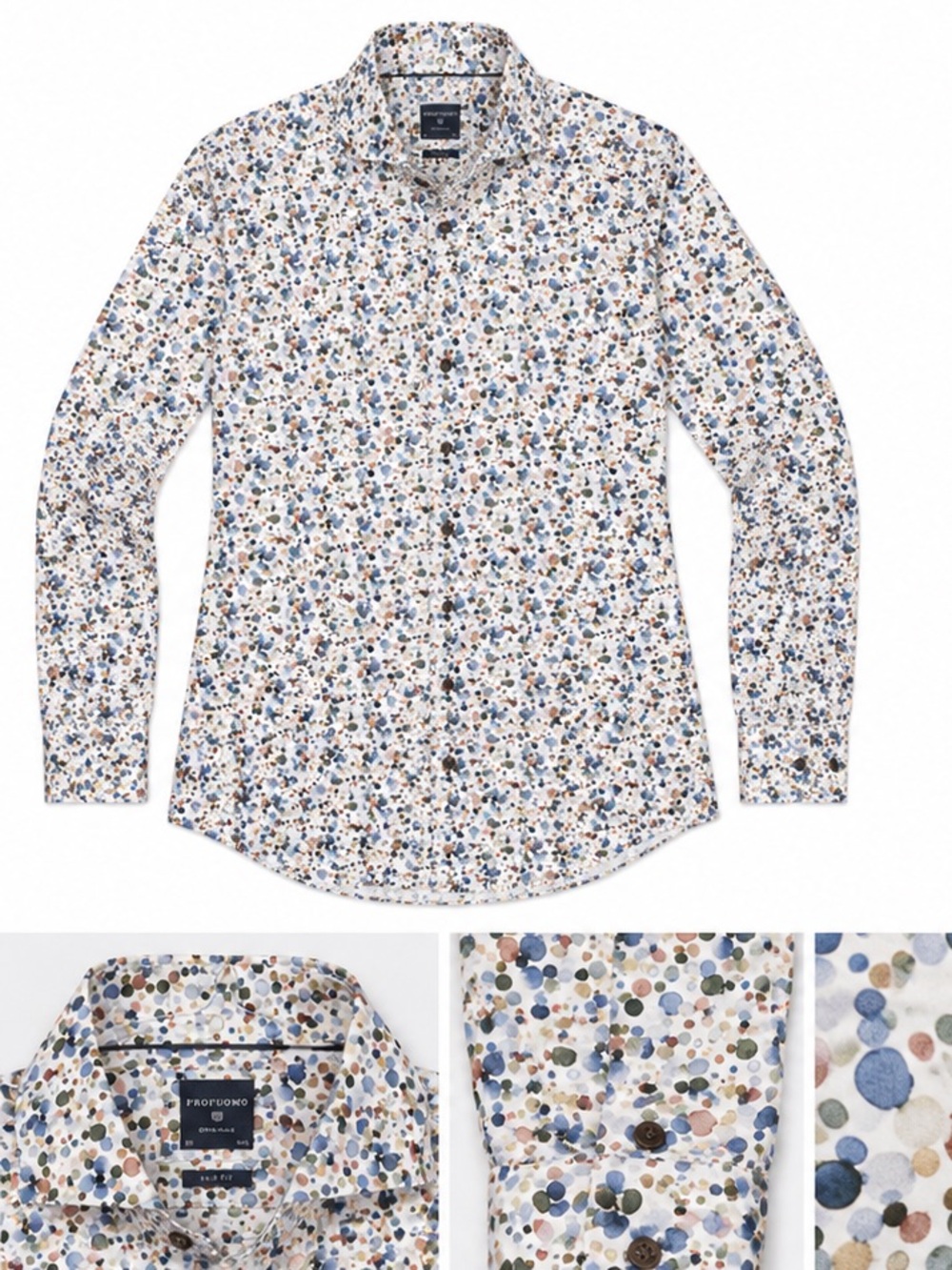 Men’s Profuomo Colourful Dot-Print Dress Shirt